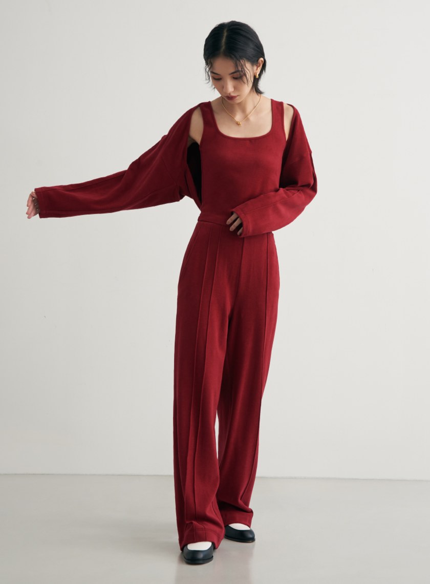 輕暖感舒適落地寬褲